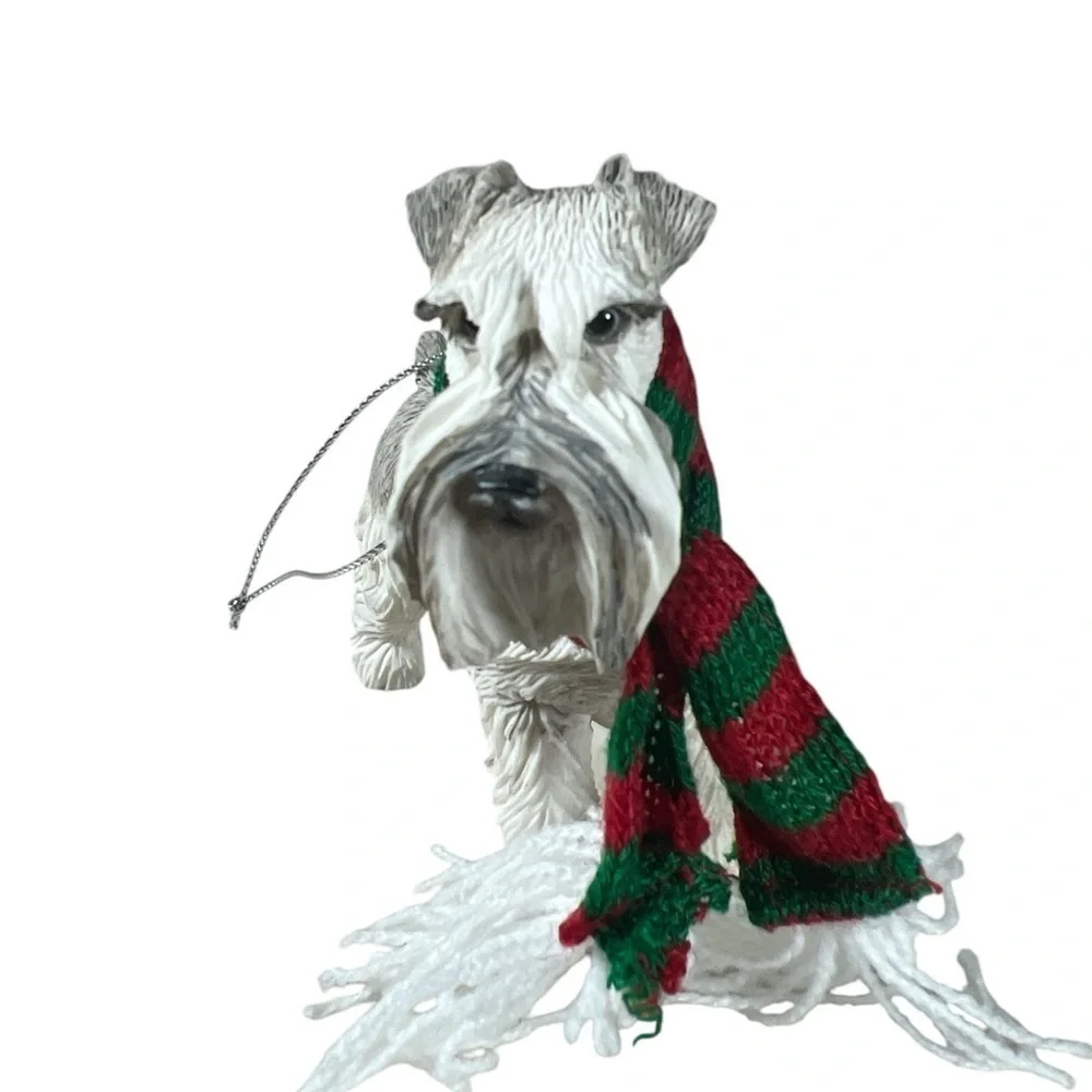 Christmas vtg ornament hand painted schnauzer